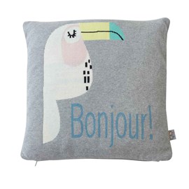 Taie de coussin tricot coton toucan
