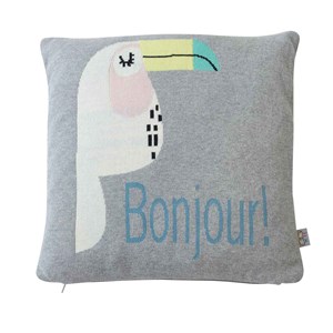 Taie de coussin tricot coton toucan