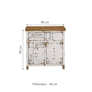 Buffet blanc en pin massif brossé