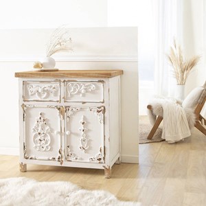 Buffet blanc en pin massif brossé