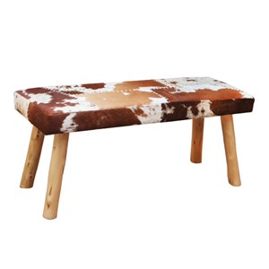 Banc en cuir de vache façon patchwork