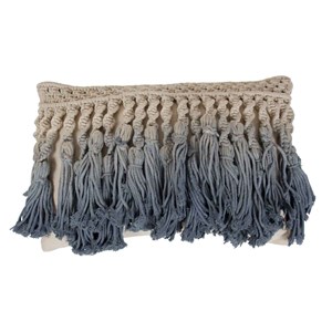 Housse de coussin écru et bleu en coton