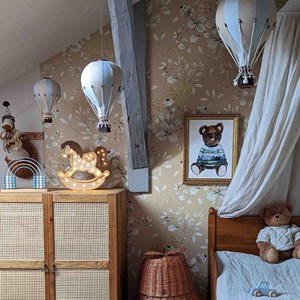 Montgolfière décorative beige et bleu