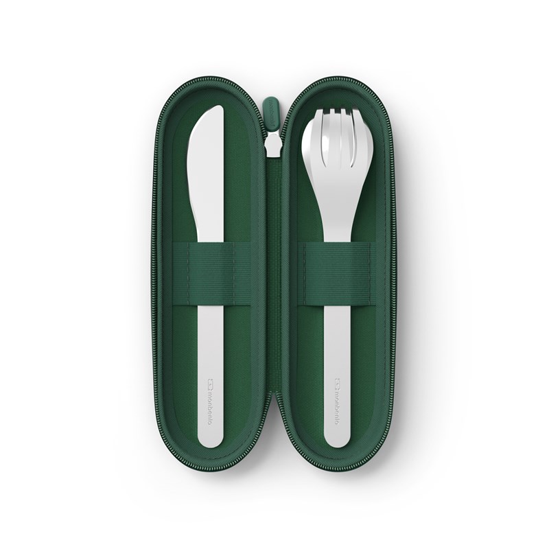 Set de couverts avec étui textile vert