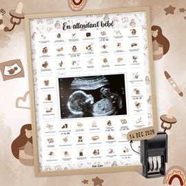 Coffret en attendant bébé + cadre beige