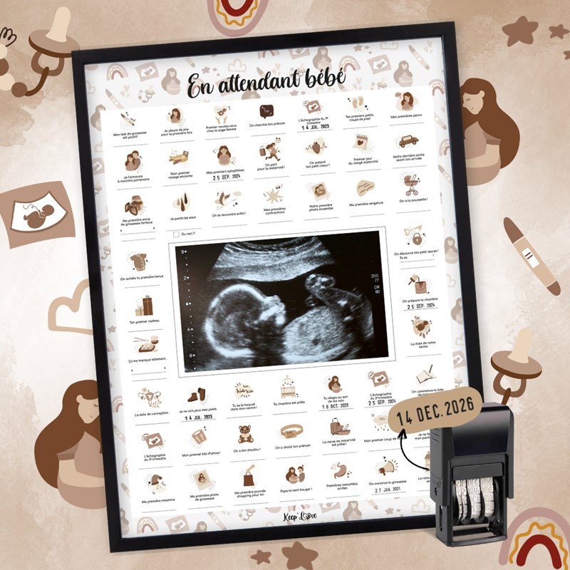 Coffret en attendant bébé + cadre noir