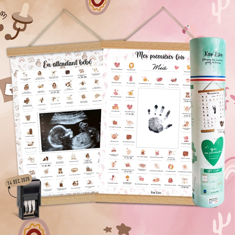 Coffret duo bébé & grossesse - flamant