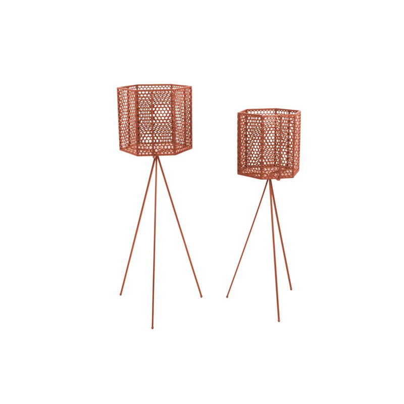 Present Time - 2 cache-pots sur pieds en métal mesh -