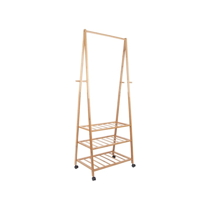 Leitmotiv - Portant dressing en bambou 2 étagères -