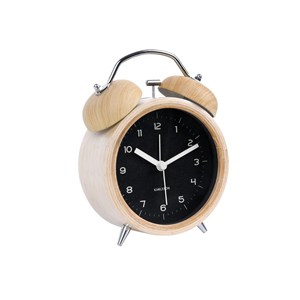 Horloge réveil rétro en bois bell -