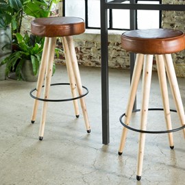 Tabouret de bar en cuir marron jocelin