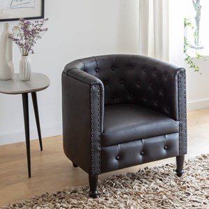 Fauteuil chesterfield en cuir noir