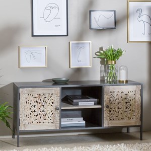 Meuble tv en bois de manguier blanchi