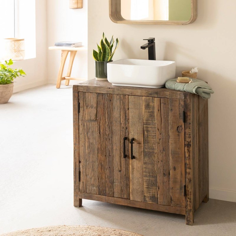 Meuble sous vasque en bois recyclé