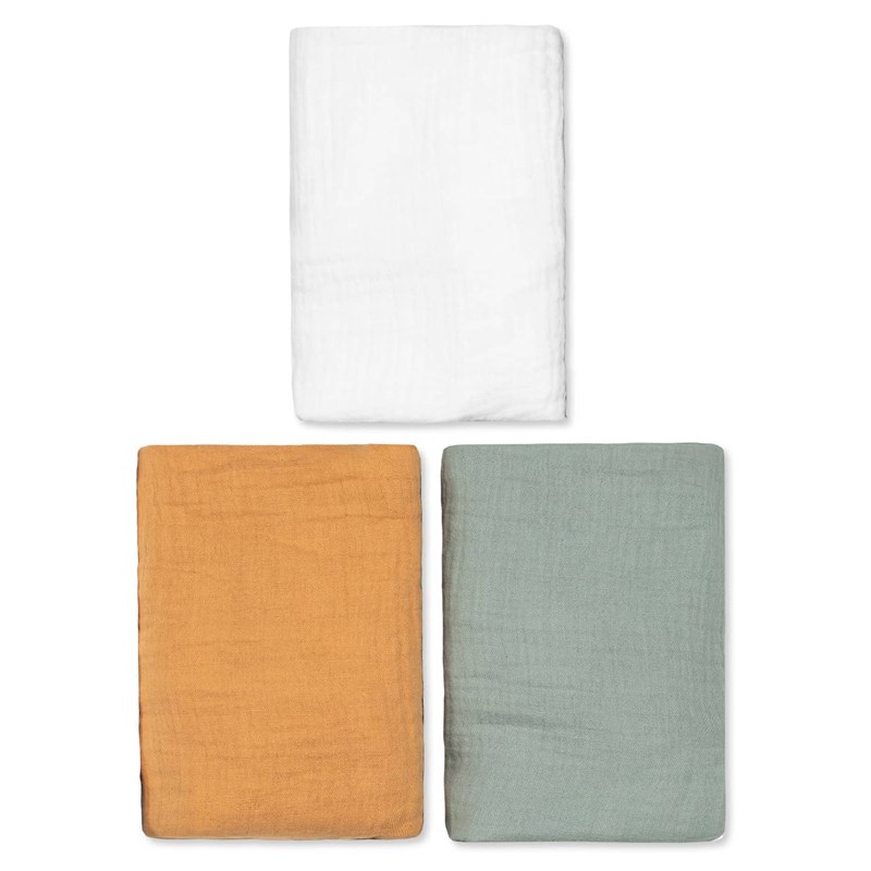Lot de 3 draps housse couffin gaze coton