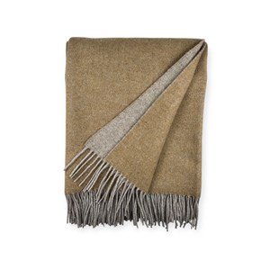 Plaid en laine réversible beige camel