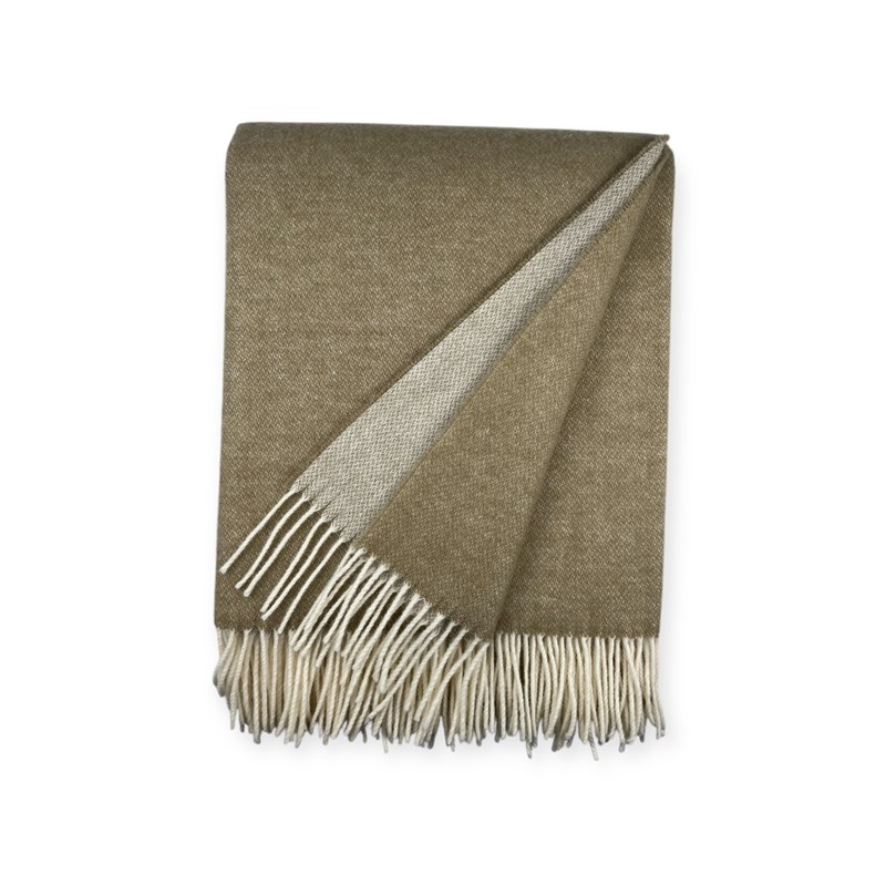 Plaid en laine réversible pale khaki