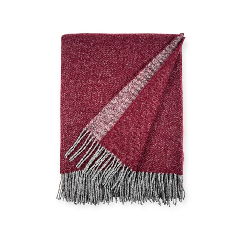 Plaid en laine réversible burgundy red