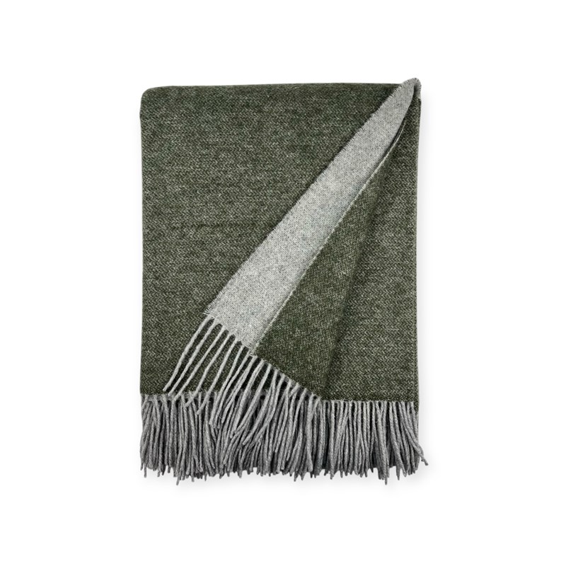 Plaid en laine réversible dark green