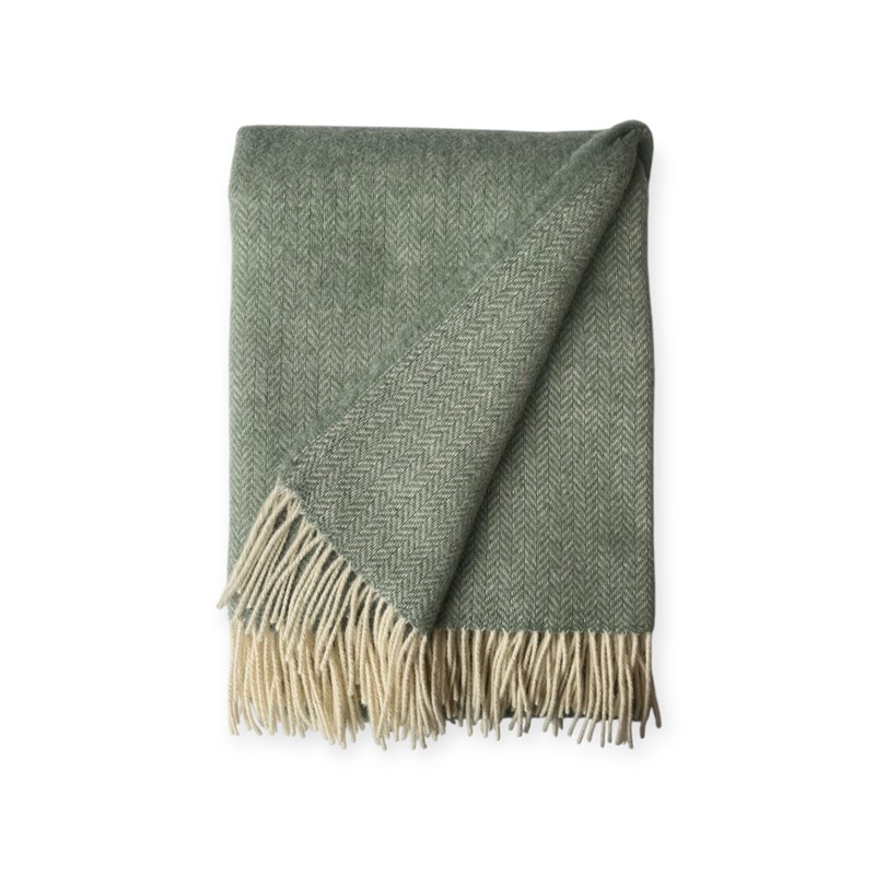 Plaid en laine herringbone special pistache