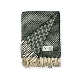 Plaid en laine motive unique forest green