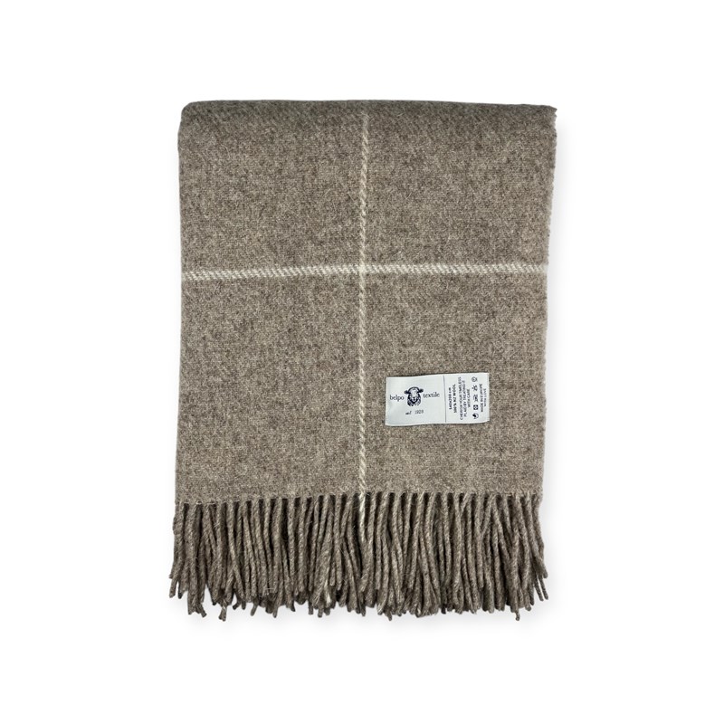 Plaid en laine square beige