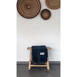 Plaid en laine square blue