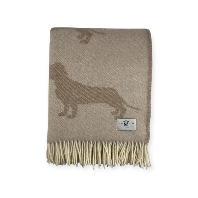 Plaid en laine teckel plaids coffee sand