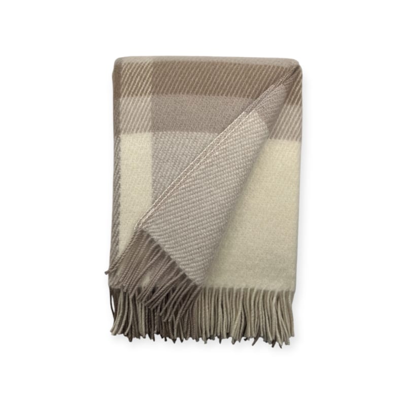 Belpo - Plaid en laine tartan xl sandy