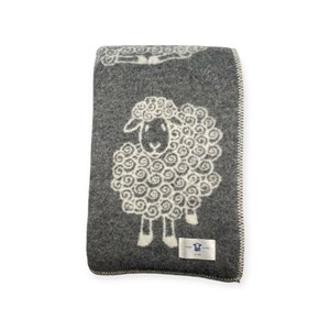Plaid en laine réversible sheep plaids grey