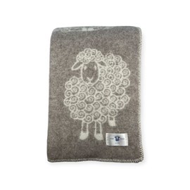 Plaid en laine réversible sheep plaids beige