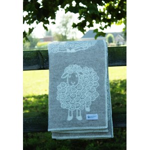 Plaid en laine réversible sheep plaids beige