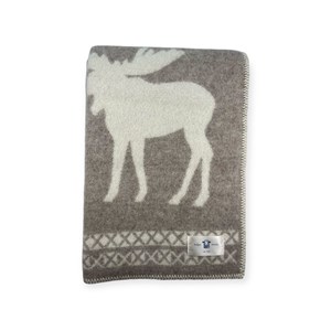 Plaid en laine réversible  moose plaids beige white