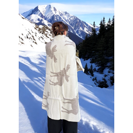 Plaid en laine réversible moose plaids grey white