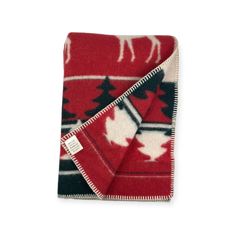 Plaid en laine réversible xmas plaids rouge