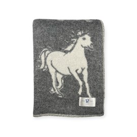 Plaid en laine réversible cheval plaids grey white