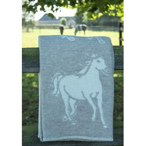 Plaid en laine réversible cheval plaids grey white