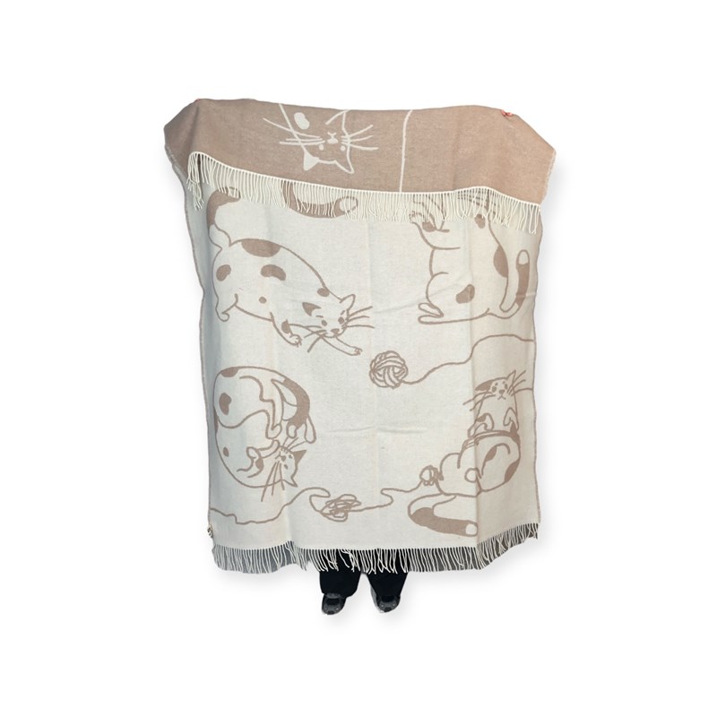 Plaid en laine réversible playful chat