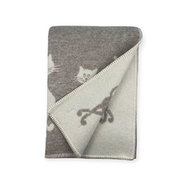 Plaid en laine réversible chat plaids beige