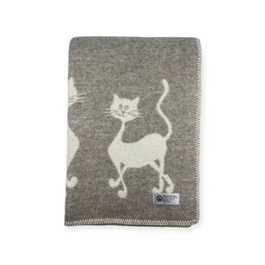 Plaid en laine réversible chat plaids beige