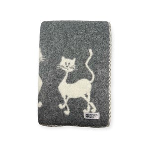 Plaid en laine réversible cat plaids grey