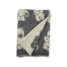 Plaid en laine réversible  bear plaids grey white