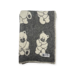 Plaid en laine réversible  bear plaids grey white
