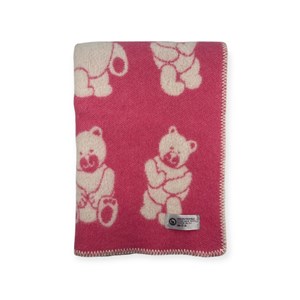 Plaid en laine réversible  bear plaids pink white