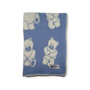 Plaid en laine réversible  bear plaids blue white