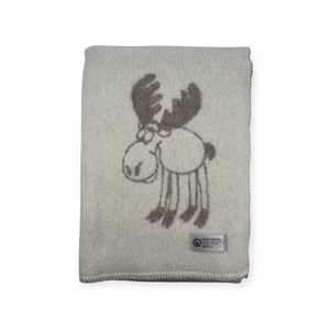 Plaid en laine réversible  moose plaids beige white