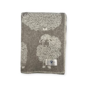 Plaid en laine réversible sheep plaids beige white