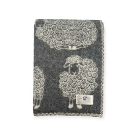 Plaid en laine réversible  sheep plaids grey&nbsp;white