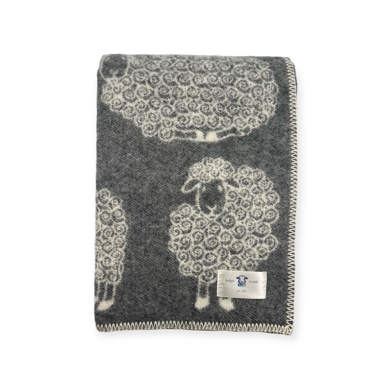 Plaid en laine réversible sheep plaids grey&nbsp;white