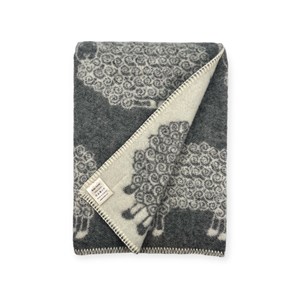 Plaid en laine réversible  sheep plaids grey&nbsp;white